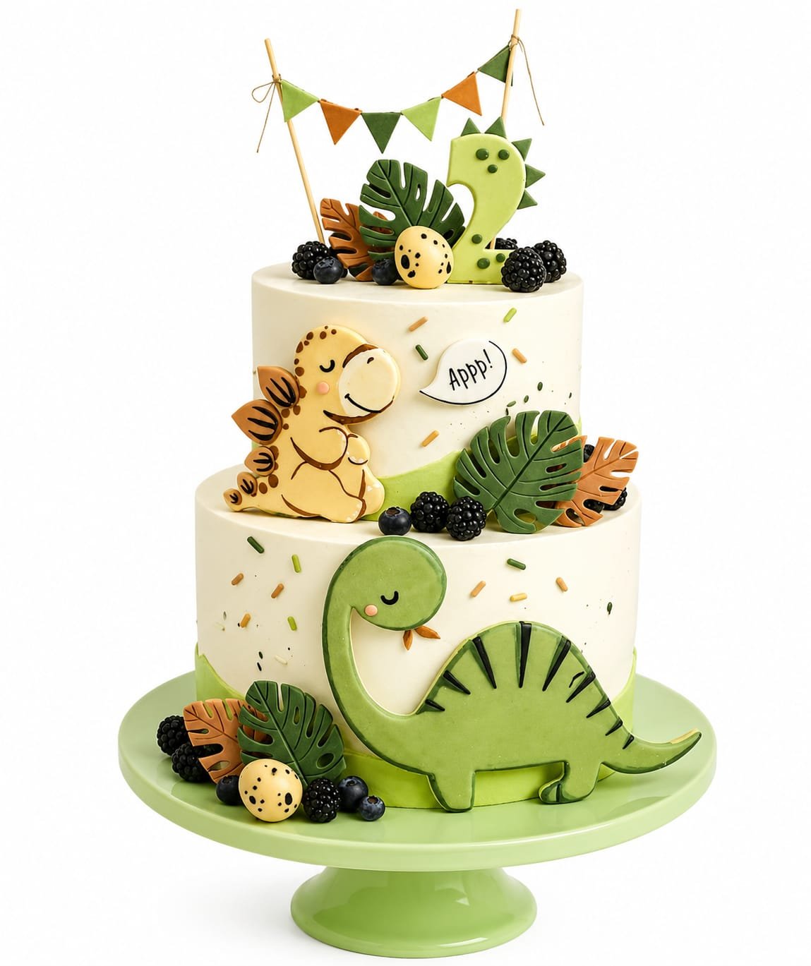 Dinosaur Tier Cake Green